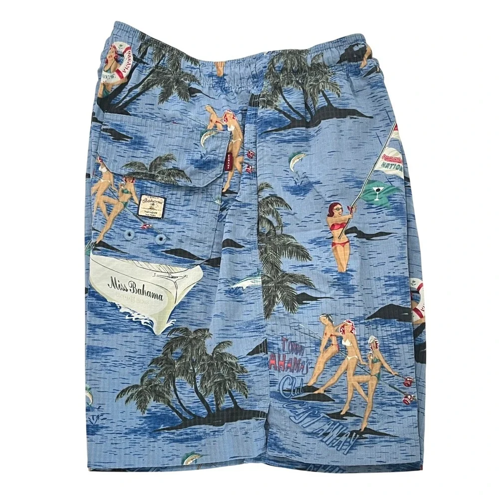 Tommy Bahama Paradise Nation Swim Trunks M Miss Bahama Pinup Girl Graphic Shorts